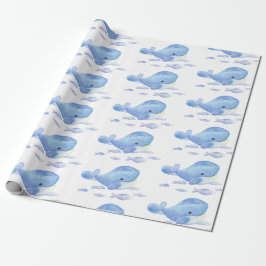 Papel De Presente Baleia Azul Tástico Aniversário