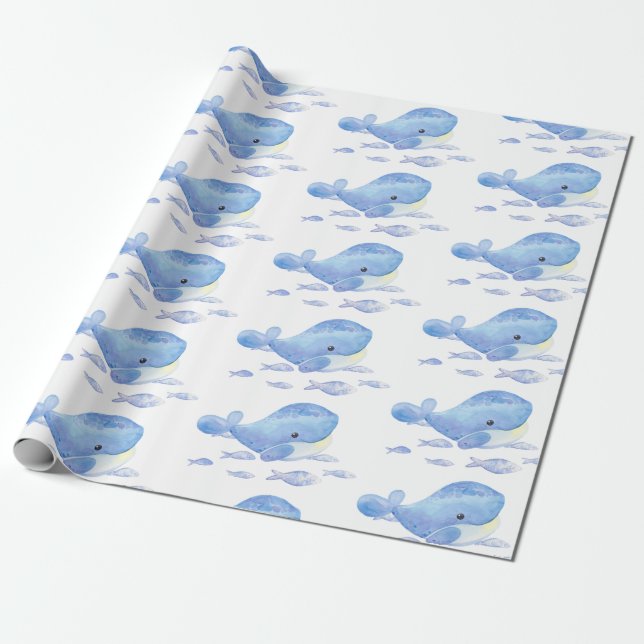 Papel De Presente Baleia Azul Tástico Aniversário (Desenrolado)
