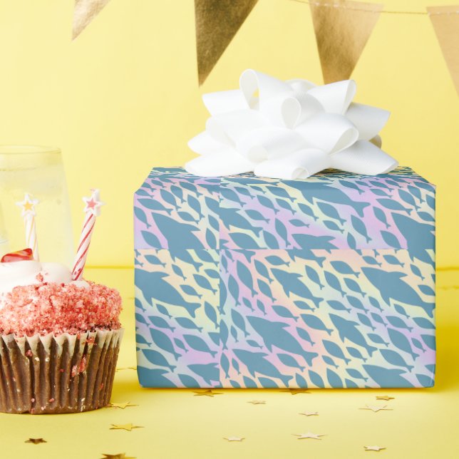 Papel De Presente Baleia de tubarão-sombra na galáxia gradiente (Festa de aniversário)