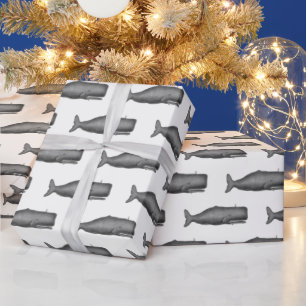 Papel De Presente Baleia do século XIX do vintage que tira N