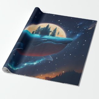 Papel De Presente Baleia-jubarte voadora Florestas estais no mar