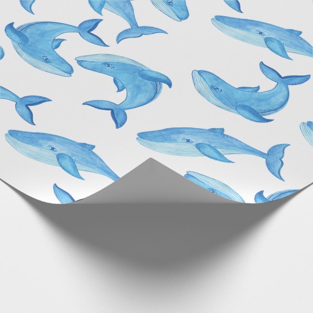 Papel De Presente Baleia Oceano Mar Água Peixe Azul Aniversário (Ponta)