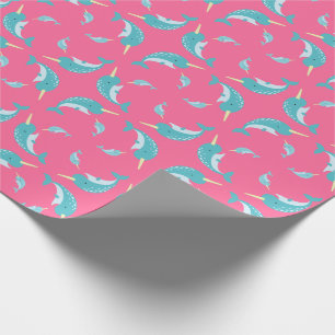 Papel De Presente Baleia-Rosa-Chá de fraldas-Narbaleia