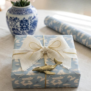 Papel De Presente Baleias nas Nuvens I   Toile Azul Vintage