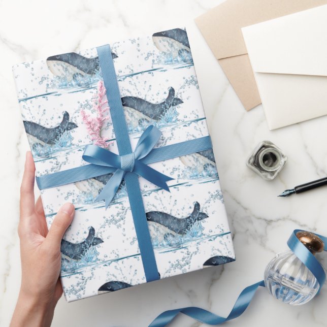 Papel De Presente Baleias Splasting (Presentear)