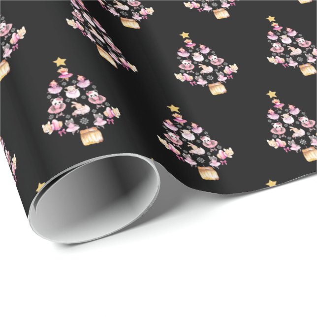 Papel De Presente Balés Ballerina Árvore de Natal (Ponta do rolo)