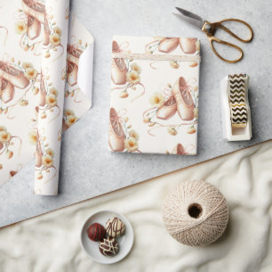 Papel De Presente Ballerina Floral Watercolor Chá de fraldas