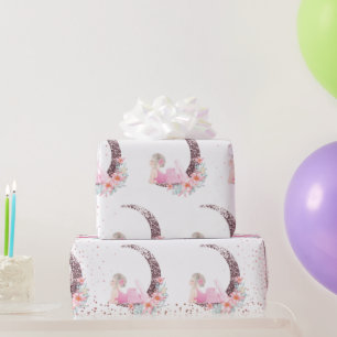 Papel De Presente Ballerina Moon Pastel Rosa