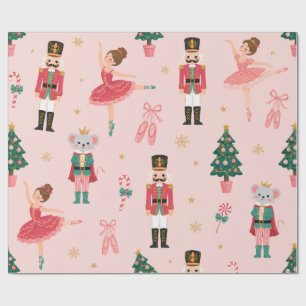Papel De Presente Ballet de Noz Nutcracker Rosa Natal