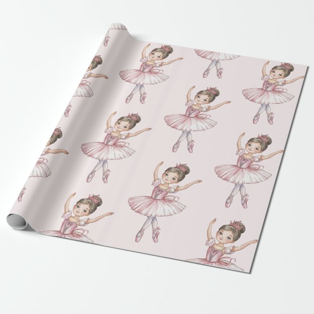 Papel De Presente Ballet moderno Bailarina dançarina Rosa (Desenrolado)