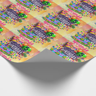 Papel De Presente Balões Coloridos Nome da Menina Idade Presente de