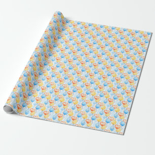 Papel De Presente Balões coloridos: padrão uniforme de aquarela.