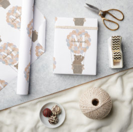 Papel De Presente Balões de Ar Quente de Urso Cinto Monograma Sexo N