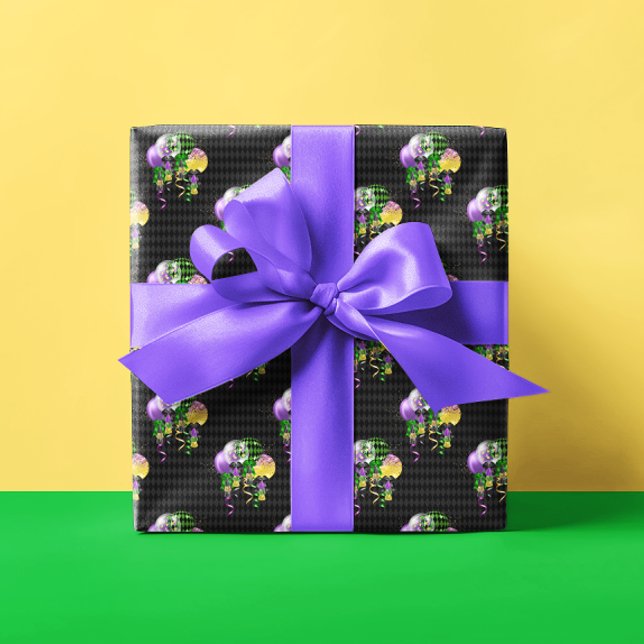 Papel De Presente Balões de Carnaval Verde Roxo Dourado Amarelo (Criador carregado)