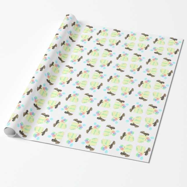 Papel De Presente Balões de Celebração do Pequinês (Desenrolado)