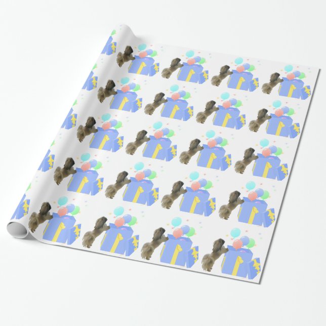 Papel De Presente Balões de Celebração do Pequinês (Desenrolado)