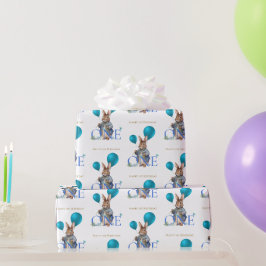Papel De Presente Balões de coelho de primeiro aniversário
