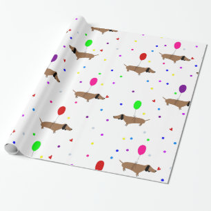 Papel De Presente balões de dachshund com cães engraçados