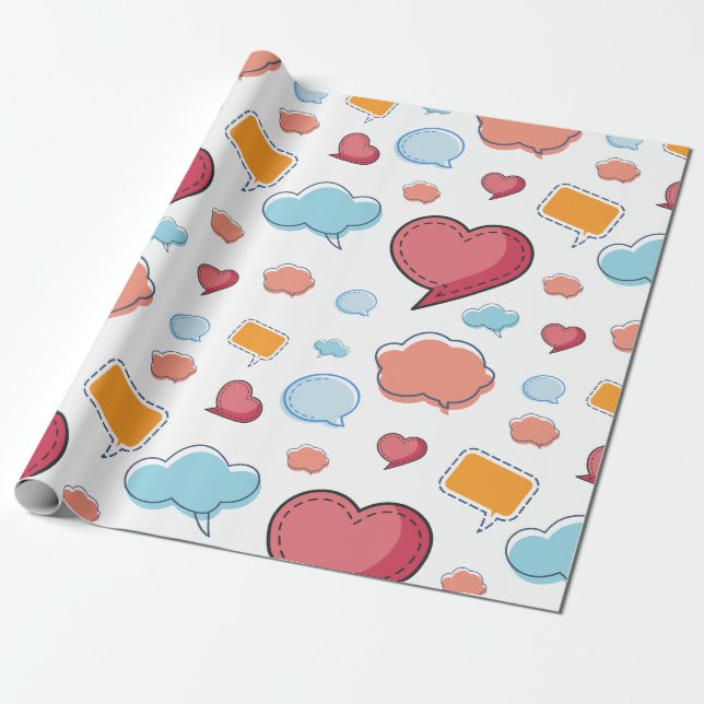 Papel De Presente Balões de fala coloridos padrão contínuo (Desenrolado)
