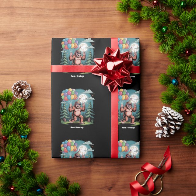 Papel De Presente Balões de Festa de aniversário Bigfoot Engraçado (Presente de Natal)