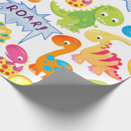 Papel De Presente Balões de Festa de Dinossauros Personalizáveis Raw