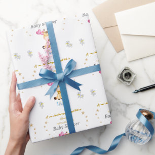 Papel De Presente Balões de girafa bebê com nome personalizado Chás
