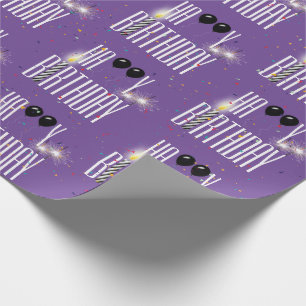 Papel De Presente Balões e Confetes de Aniversário Feliz