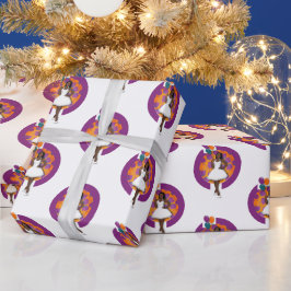 Papel De Presente Balões e flores de Chá de panela de mulher negra