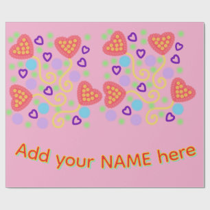 Papel De Presente Balões em Coração com Confetes em Pontilhismo Capr