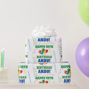 Papel De Presente Balões Personalizados de Feliz Aniversário de Pres