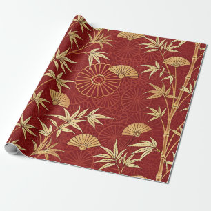 Papel De Presente Bambu Crimson East Asiático (2)