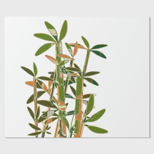 Papel De Presente Bambu verde isolado em fundo branco (Aberto)