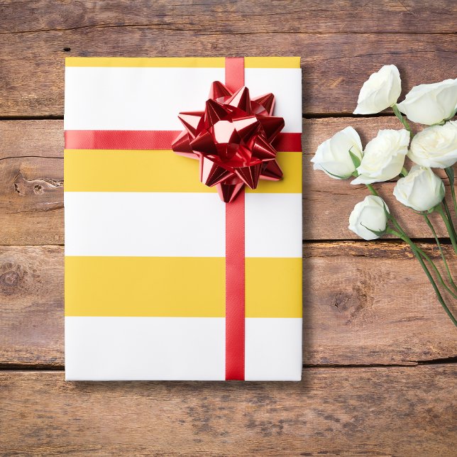 Papel De Presente Banana Amarelo Branco Largo Listrado Horizontal (Criador carregado)