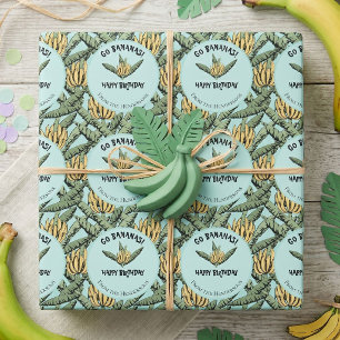 Papel De Presente Banana Turquesa Caprichosa