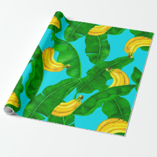 Papel De Presente Bananas e folhas design