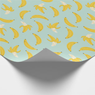 Papel De Presente Bananas frescas em azul claro