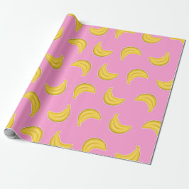 Papel De Presente Bananas indo no rosa
