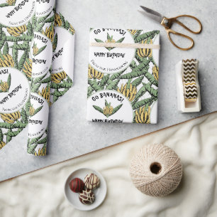 Papel De Presente Bananas Tropicais de galinha Feliz Aniversário Ban