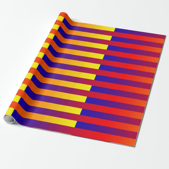 Papel De Presente Bandas Amarelas Vermelhas Azuis (Desenrolado)