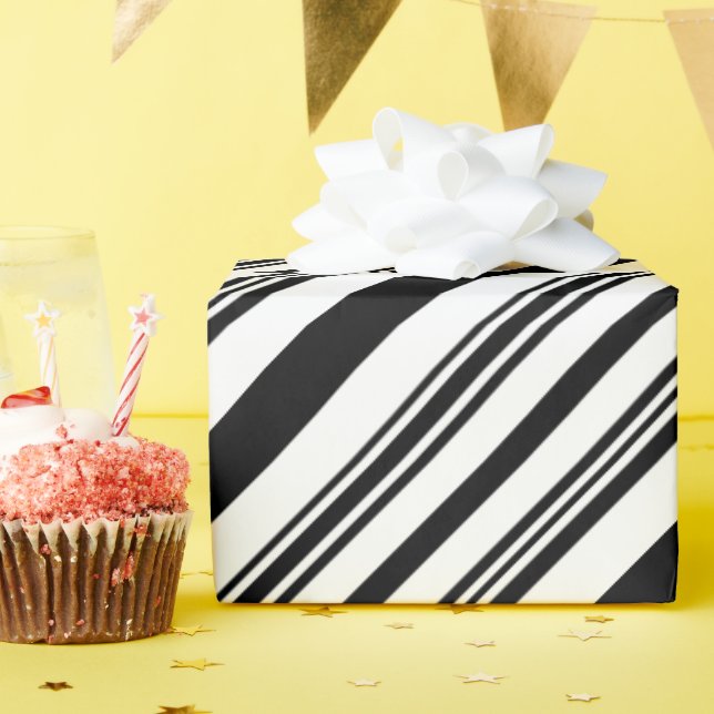 Papel De Presente Bandas brancas e pretas (Festa de aniversário)