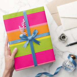 Papel De Presente Bandas cor-de-rosa, Limão, laranja e amarela