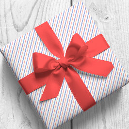 Papel De Presente Bandas de Diagonal Vermelha e Azul