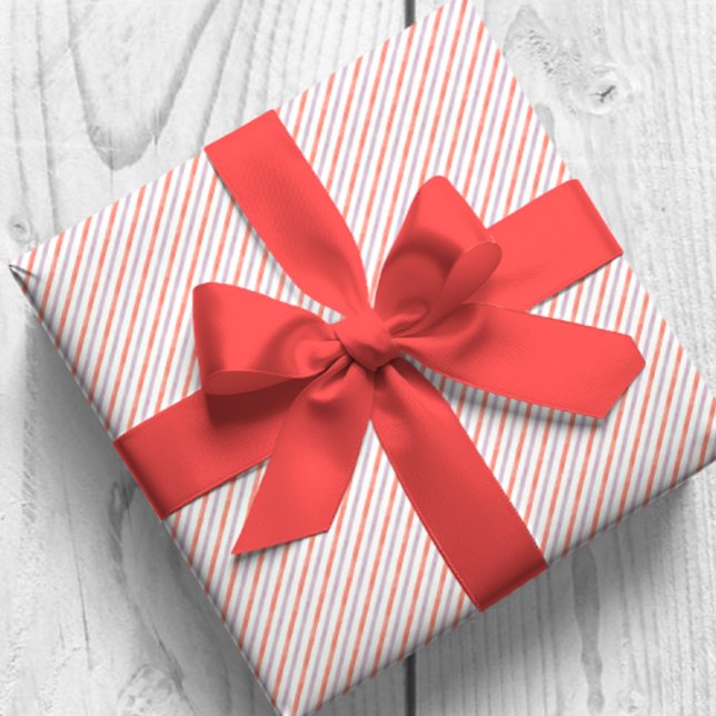 Papel De Presente Bandas de Diagonal Vermelha e Azul (Criador carregado)