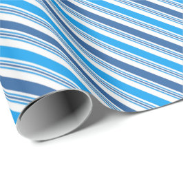 Papel De Presente Bandas de menta Diagonal Azul e Azul