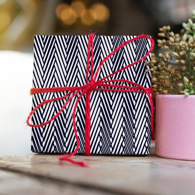 Papel De Presente Bandas de Moiré Pretas e Brancas - Abstrato de Tri (Criador carregado)