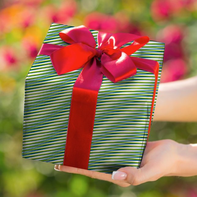 Papel De Presente Bandas de Moiré Verde e branca - Abstrato de Tripp (Criador carregado)