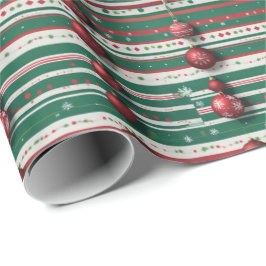 Papel De Presente Bandas de Natal Com Ornaments & Holiday Doodles