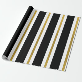 Papel De Presente Bandas Douradas e Pretas Elegantes