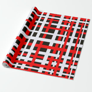 Papel De Presente Bandas interligadas Vermelho branco preto