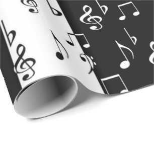 Papel De Presente Bandas Musicais Pretas e Brancas